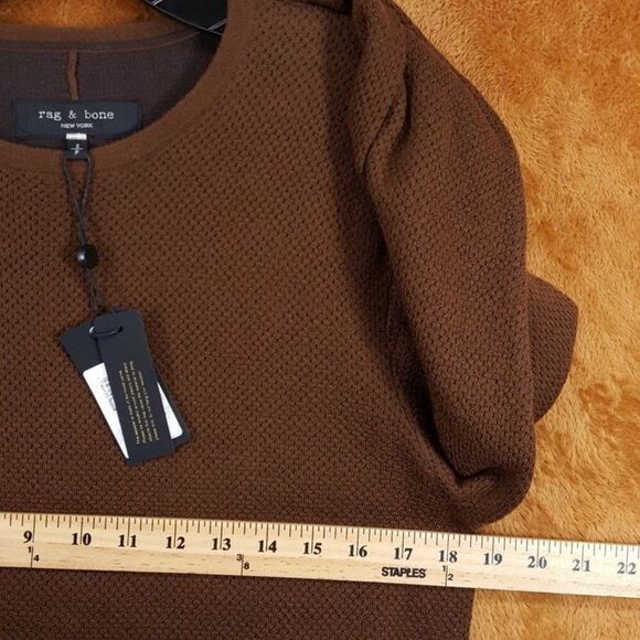 RAG & BONE Sweater Mens Small Brown Pullover Wool Blend Knit BENNET CREW $278 - Picture 7 of 9